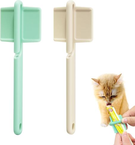 3pcs Cat Strip Feeders, Kitten Strip Squeeze Spoon for Wet Food and Liquid Snack, Cat Lickable Puree Treat Food Dispenser Pet Food Mixing Spoon Feeding Scoop for Pets (Blue & Green and White in Saudi Arabia