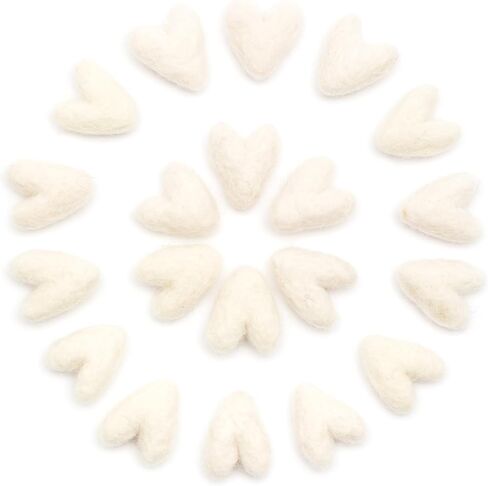 Glaciart One Felted Hearts - Mini 0.8" (20 Pcs) - Needle Felting - Needle Felting & Essential Oils Ready - Handmade in Nepal Using 100% Natural New Zealand Wool, for Art Projects & Valentines Decor in Saudi Arabia