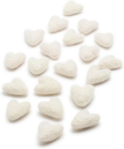 Glaciart One Felted Hearts - Mini 0.8" (20 Pcs) - Needle Felting - Needle Felting & Essential Oils Ready - Handmade in Nepal Using 100% Natural New Zealand Wool, for Art Projects & Valentines Decor in Saudi Arabia