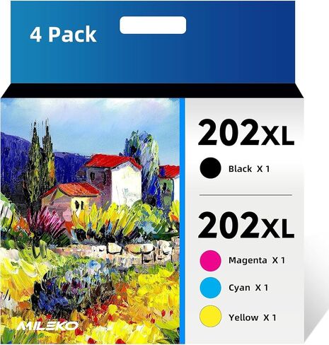 202XL Ink Cartridges Remanufactured Replacement for Epson 202 XL 202XL T202 XL Ink Cartridges to use with Epson Workforce WF-2860 Home XP-5100 All-in-One Inkjet Printer (4 Pack) in Saudi Arabia