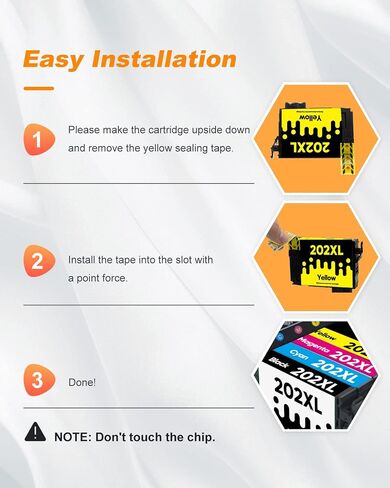 202XL Ink Cartridges Remanufactured Replacement for Epson 202 XL 202XL T202 XL Ink Cartridges to use with Epson Workforce WF-2860 Home XP-5100 All-in-One Inkjet Printer (4 Pack) in Saudi Arabia