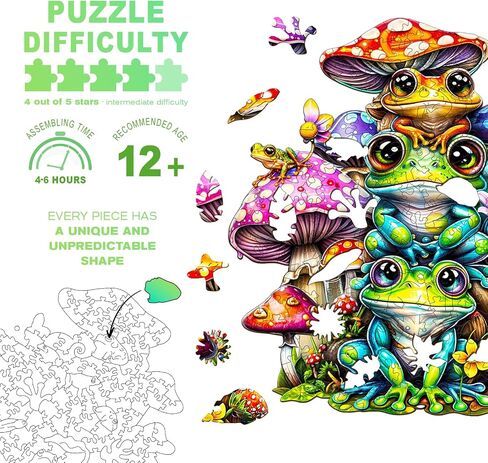Wooden Puzzles for Adults - Unique Shaped Wooden Puzzles for Adults and Kids - Frog Family Wooden Jigsaw Puzzles - Animal Wooden Puzzle Easter Creative Birthday Gifts - Puzzle Toys - 190pcs in Saudi Arabia