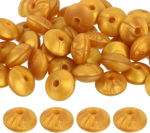 uxcell 50Pcs 12mm Gold Silicone Round Lentil Beads, Loose Beads for DIY Jewelry Making in Saudi Arabia