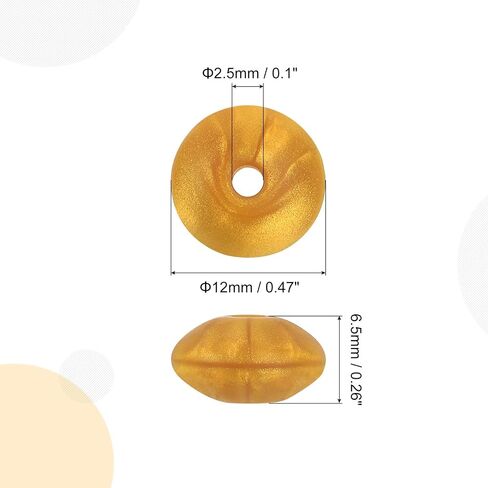 uxcell 50Pcs 12mm Gold Silicone Round Lentil Beads, Loose Beads for DIY Jewelry Making in Saudi Arabia