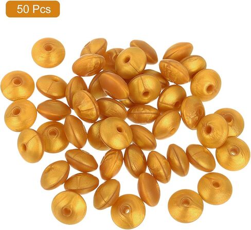 uxcell 50Pcs 12mm Gold Silicone Round Lentil Beads, Loose Beads for DIY Jewelry Making in Saudi Arabia