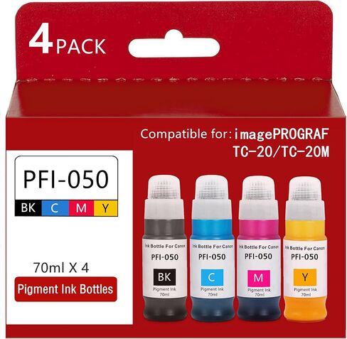 PFI-050 70 مل مجموعة خزان الحبر الصباغ المعاد تصنيعها من أجل Canon PFI-050 PFI050 PFI 050 زجاجة حبر متوافقة مع Canon ImagePrograf TC-20 TC-20M الطابعة (BK C M Y) in Kuwait