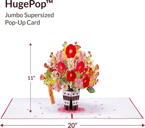 Paper Love 3D Pop Up Card, Lovely Roses Pop-Up Cards, for Birthday, Anniversary, Mothers Day, Thank You, Get Well, All Occasion - 5" x 7" Cover - Includes Envelope and Note Tag in Kuwait