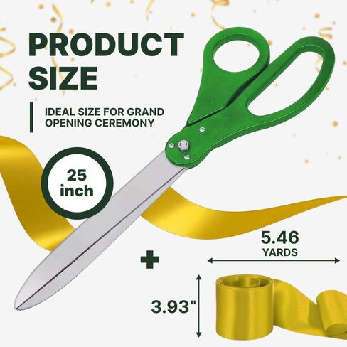 25 Inch Giant Scissors Ribbon Cutting Ceremony Set – Green Ribbon Cutting Ceremony Kit Extra Large with Grand Opening Ribbon for Events & Business Launches in Kuwait