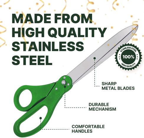 25 Inch Giant Scissors Ribbon Cutting Ceremony Set – Green Ribbon Cutting Ceremony Kit Extra Large with Grand Opening Ribbon for Events & Business Launches in Kuwait