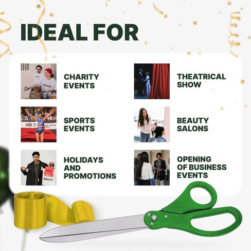 25 Inch Giant Scissors Ribbon Cutting Ceremony Set – Green Ribbon Cutting Ceremony Kit Extra Large with Grand Opening Ribbon for Events & Business Launches in Kuwait