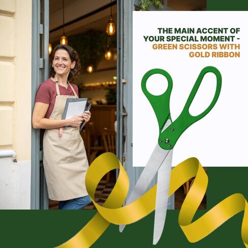 25 Inch Giant Scissors Ribbon Cutting Ceremony Set – Green Ribbon Cutting Ceremony Kit Extra Large with Grand Opening Ribbon for Events & Business Launches in Kuwait