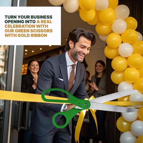 25 Inch Giant Scissors Ribbon Cutting Ceremony Set – Green Ribbon Cutting Ceremony Kit Extra Large with Grand Opening Ribbon for Events & Business Launches in Kuwait