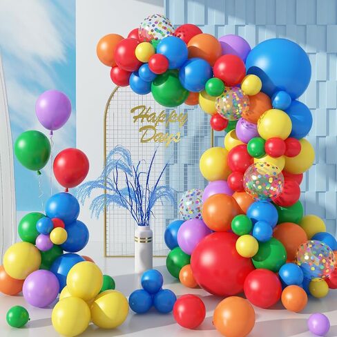 Biapian Pastel Balloon Arch, 104PCS Rainbow Balloon Garland With 18/12/10/5 Inch Different Sizes Macaron Pink Blue Purple Party Latex Balloon for Birthday Baby Shower Wedding Party Decorations in Saudi Arabia