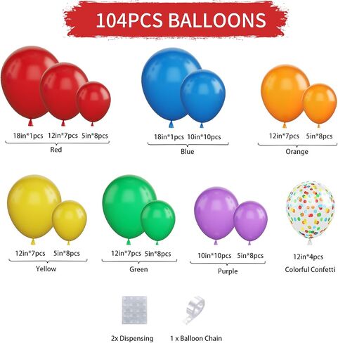 Biapian Pastel Balloon Arch, 104PCS Rainbow Balloon Garland With 18/12/10/5 Inch Different Sizes Macaron Pink Blue Purple Party Latex Balloon for Birthday Baby Shower Wedding Party Decorations in Saudi Arabia