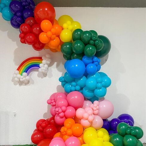 Biapian Pastel Balloon Arch, 104PCS Rainbow Balloon Garland With 18/12/10/5 Inch Different Sizes Macaron Pink Blue Purple Party Latex Balloon for Birthday Baby Shower Wedding Party Decorations in Saudi Arabia