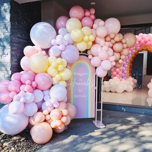 Biapian Pastel Balloon Arch, 104PCS Rainbow Balloon Garland With 18/12/10/5 Inch Different Sizes Macaron Pink Blue Purple Party Latex Balloon for Birthday Baby Shower Wedding Party Decorations in Saudi Arabia