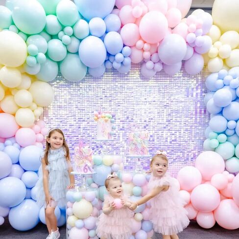 Biapian Pastel Balloon Arch, 104PCS Rainbow Balloon Garland With 18/12/10/5 Inch Different Sizes Macaron Pink Blue Purple Party Latex Balloon for Birthday Baby Shower Wedding Party Decorations in Saudi Arabia
