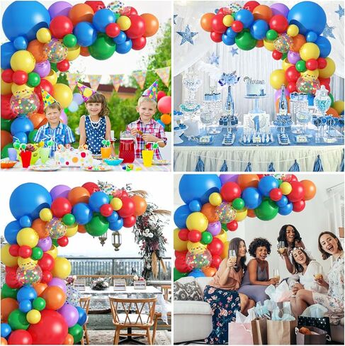 Biapian Pastel Balloon Arch, 104PCS Rainbow Balloon Garland With 18/12/10/5 Inch Different Sizes Macaron Pink Blue Purple Party Latex Balloon for Birthday Baby Shower Wedding Party Decorations in Saudi Arabia
