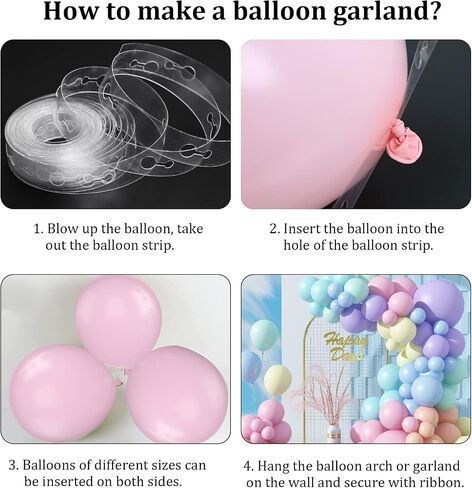 Biapian Pastel Balloon Arch, 104PCS Rainbow Balloon Garland With 18/12/10/5 Inch Different Sizes Macaron Pink Blue Purple Party Latex Balloon for Birthday Baby Shower Wedding Party Decorations in Saudi Arabia