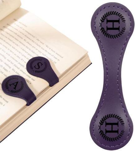 Purple Personalized Magnetic Leather Bookmarks with Initial, 26 Letters Custom Bookmark Clip, Double-Sided Magnet Book Markers, Gifts for Reading Women Book Lovers Kids, Book Accessories (Letter K) in Saudi Arabia