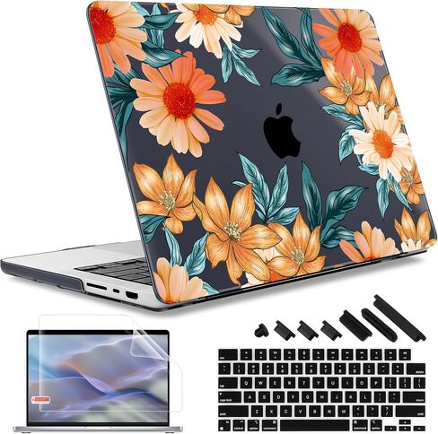 May Chen for MacBook Pro 14 inch M3 M2 M1 Chip (Models: A3401 A3185 A2918 A2995 A2779 A2442) 2021 2022 2023 2024 Release, Bow Print Hard Shell Case wtih Keyboard Cover, Sakura Pink Glitter in Saudi Arabia