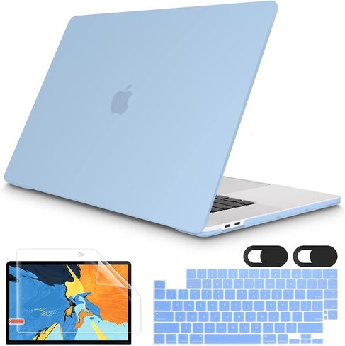 Tuiklol Compatible with MacBook Pro 13 inch Case 2022 2021 2020-2016 M2 M1 A2338 A2251 A2289 A2159 A1989 A1706 Touch Bar, Hard Shell Case + Keyboard Cover + Screen Protector, Airy Blue in Saudi Arabia