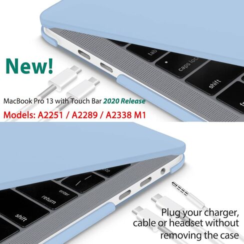 Tuiklol Compatible with MacBook Pro 13 inch Case 2022 2021 2020-2016 M2 M1 A2338 A2251 A2289 A2159 A1989 A1706 Touch Bar, Hard Shell Case + Keyboard Cover + Screen Protector, Airy Blue in Saudi Arabia