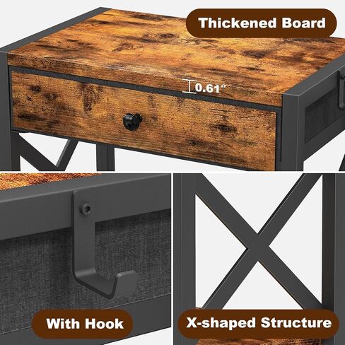 EasyCom 2-Tier Desktop Printer Stand with Large Drawer, Under Desk Printer Table with Wheels, Small Printer Shelf with Storage for Paper Storage Printer Scanner Fax Home Office Use Rustic Brown in Kuwait