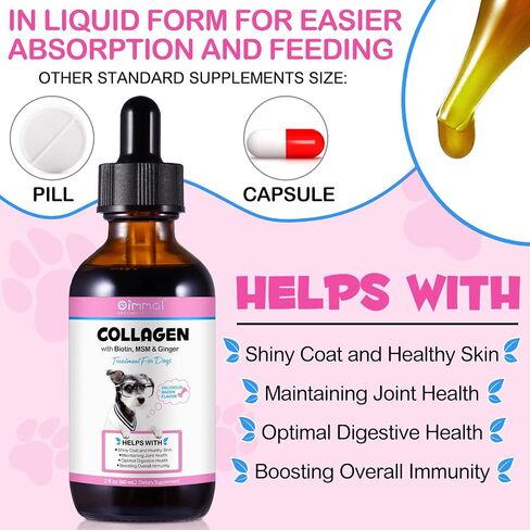 Liquid Collagen for Dogs | Collagen for Dogs | Liquid Collagen for Dogs | Liquid Collagen Skin and Coat | Itch Relief for Dogs with Allergies | Skin and Coat Supplement for Dogs Bacon Flavor 2fl.oz in Saudi Arabia
