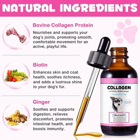 Liquid Collagen for Dogs | Collagen for Dogs | Liquid Collagen for Dogs | Liquid Collagen Skin and Coat | Itch Relief for Dogs with Allergies | Skin and Coat Supplement for Dogs Bacon Flavor 2fl.oz in Saudi Arabia