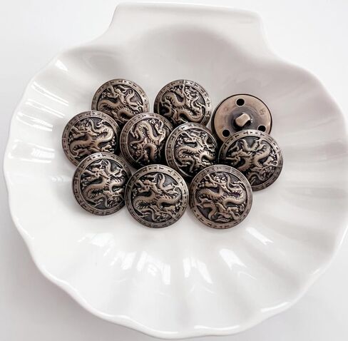 PEPPERLONELY 10PC Dragon Metal Buttons for Clothing, Jeans, Crafts, Pants, Blazer, Sewing, Jacket, Jewlery Making (Antiqued Bronze, 25mm) in Saudi Arabia