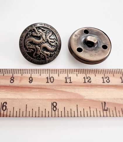 PEPPERLONELY 10PC Dragon Metal Buttons for Clothing, Jeans, Crafts, Pants, Blazer, Sewing, Jacket, Jewlery Making (Antiqued Bronze, 25mm) in Saudi Arabia