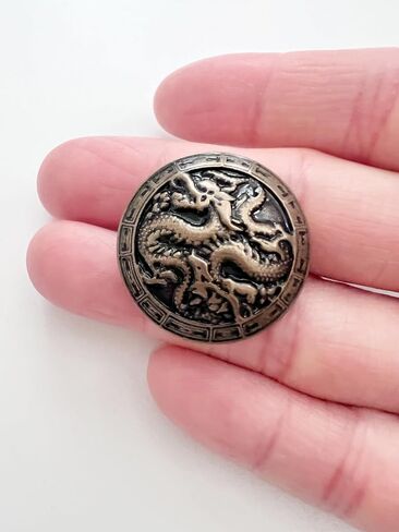PEPPERLONELY 10PC Dragon Metal Buttons for Clothing, Jeans, Crafts, Pants, Blazer, Sewing, Jacket, Jewlery Making (Antiqued Bronze, 25mm) in Saudi Arabia