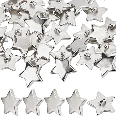 GORGECRAFT 1 Box 40Pcs Plastic Pentagram Star Buttons Decorative Small Mini Silver 1 Hole Coat Button for Clothing DIY Crafts Sewing Embellishments Cardmaking Scrapbooking 0.71inch(18mm) in Saudi Arabia