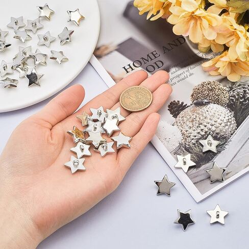GORGECRAFT 1 Box 40Pcs Plastic Pentagram Star Buttons Decorative Small Mini Silver 1 Hole Coat Button for Clothing DIY Crafts Sewing Embellishments Cardmaking Scrapbooking 0.71inch(18mm) in Saudi Arabia