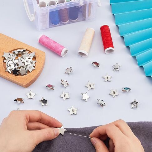 GORGECRAFT 1 Box 40Pcs Plastic Pentagram Star Buttons Decorative Small Mini Silver 1 Hole Coat Button for Clothing DIY Crafts Sewing Embellishments Cardmaking Scrapbooking 0.71inch(18mm) in Saudi Arabia