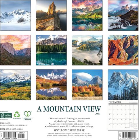Willow Creek Press Mountain View Monthly 2025 Wall Calendar (12" x 12") in Saudi Arabia