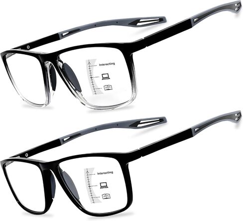 2 Pack Progressive Multifocus Reading Glasses Men Women，Blue Light Blocking Flexible Lightweight TR90 Frame Readers in Saudi Arabia