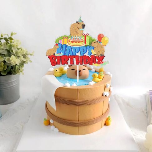 18pcs Cute Capybara Dessert Cupcake Toppers, Animal Themed Capybara Birthday Cupcake Picks, Cute Cartoon Capybara Party Decorations of Kids in Saudi Arabia