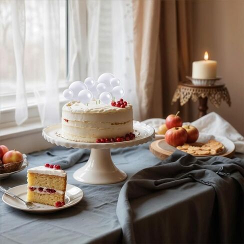 20 PCS كرات الكعكة زخارف أعلى ، البالونات الصغيرة البيضاء كب كيك أعلى القبعات الرغوة الكعكة العليا كرات 4 أحجام كعكة أعلى العصي كرات كعكة الزخارف لحفل عيد ميلاد الطفل دش الزفاف الديكور in Kuwait