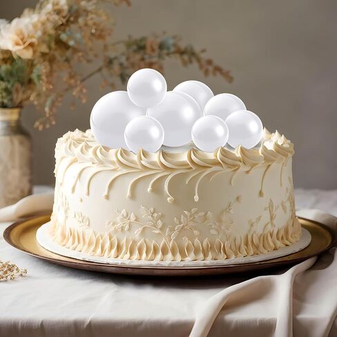 20 PCS كرات الكعكة زخارف أعلى ، البالونات الصغيرة البيضاء كب كيك أعلى القبعات الرغوة الكعكة العليا كرات 4 أحجام كعكة أعلى العصي كرات كعكة الزخارف لحفل عيد ميلاد الطفل دش الزفاف الديكور in Kuwait