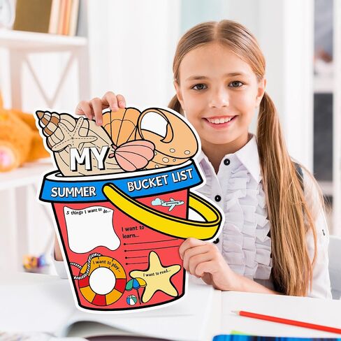 My Summer Bucket List Activity Poster for Kids -36Pcs Bulk Color Your Own Summer Bucket List Personalized Summer Break Ideas Checklist Coloring Poster for Students End of School Year Gift Camp Supplies in Kuwait