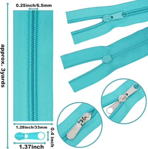 72 Yards 24 Colors #5 Nylon Zipper Rolls by The Yard with 3 Styles 260pcs Sliders,Continuous Zipper Tape for Sewing Projects,Bags,Jackets,and Crafts(24 Assorted Colors, #5) in Kuwait