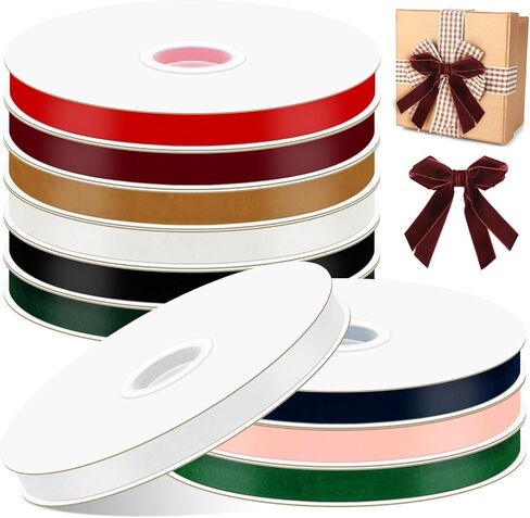 Hilitchi 10 Rolls 3/8" Wide Nylon Vintage Ribbons Spools 10 Colors Single Face Ribbon Trimming Ribbon Fabric Ribbon Trim for Gift Wrapping Wedding Bouquet Decoration Total 295 Yards in Saudi Arabia