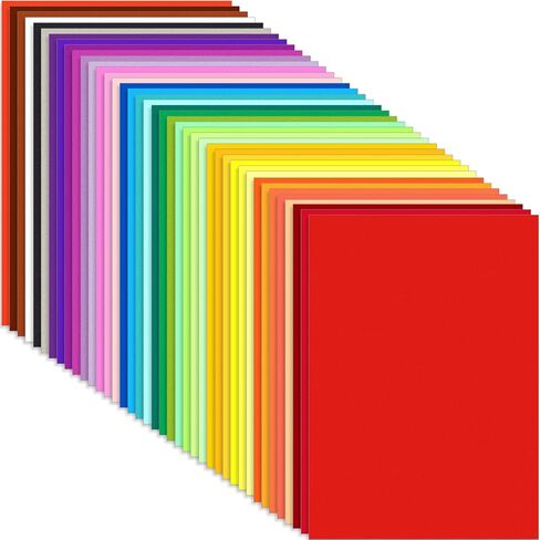 Sinmoe 200 Sheets 8.5'' x 11'' Colored Construction Paper Cardstock Starter Kit 200 Gsm Double Sided Printed Thick Cardstock Paper for Kids DIY Cards Making Scrapbooking School(Multicolor-40) in Saudi Arabia