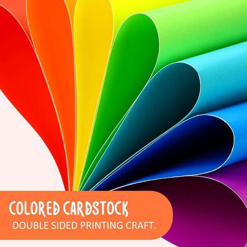 Sinmoe 200 Sheets 8.5'' x 11'' Colored Construction Paper Cardstock Starter Kit 200 Gsm Double Sided Printed Thick Cardstock Paper for Kids DIY Cards Making Scrapbooking School(Multicolor-40) in Saudi Arabia