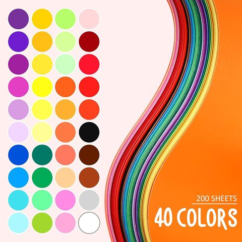Sinmoe 200 Sheets 8.5'' x 11'' Colored Construction Paper Cardstock Starter Kit 200 Gsm Double Sided Printed Thick Cardstock Paper for Kids DIY Cards Making Scrapbooking School(Multicolor-40) in Saudi Arabia