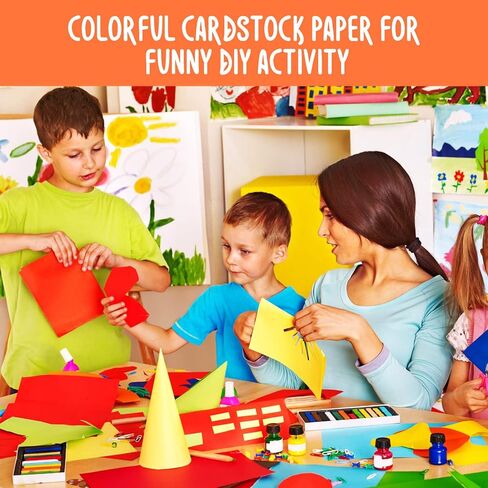 Sinmoe 200 Sheets 8.5'' x 11'' Colored Construction Paper Cardstock Starter Kit 200 Gsm Double Sided Printed Thick Cardstock Paper for Kids DIY Cards Making Scrapbooking School(Multicolor-40) in Saudi Arabia