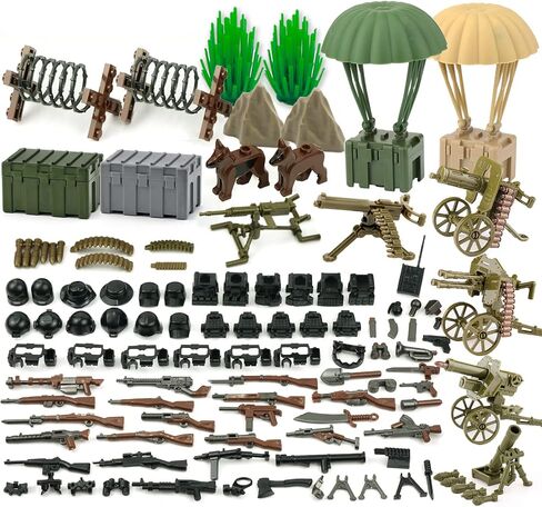 إكسسوارات جيش الأسلحة العسكرية WW2 التي تم تحديدها للأرقام ، 280+ قطعة من طوب Swat Soldier من الطوب والدروع ، متوافقة مع اللبنات الرئيسية للعلامات التجارية للأولاد in Kuwait
