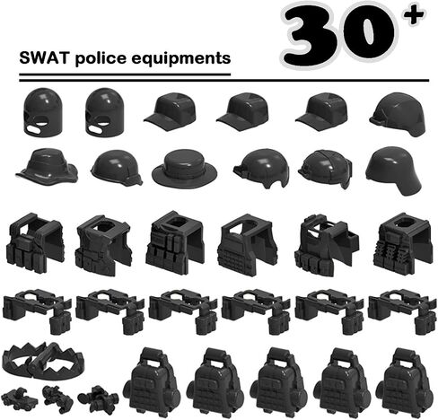 إكسسوارات جيش الأسلحة العسكرية WW2 التي تم تحديدها للأرقام ، 280+ قطعة من طوب Swat Soldier من الطوب والدروع ، متوافقة مع اللبنات الرئيسية للعلامات التجارية للأولاد in Kuwait